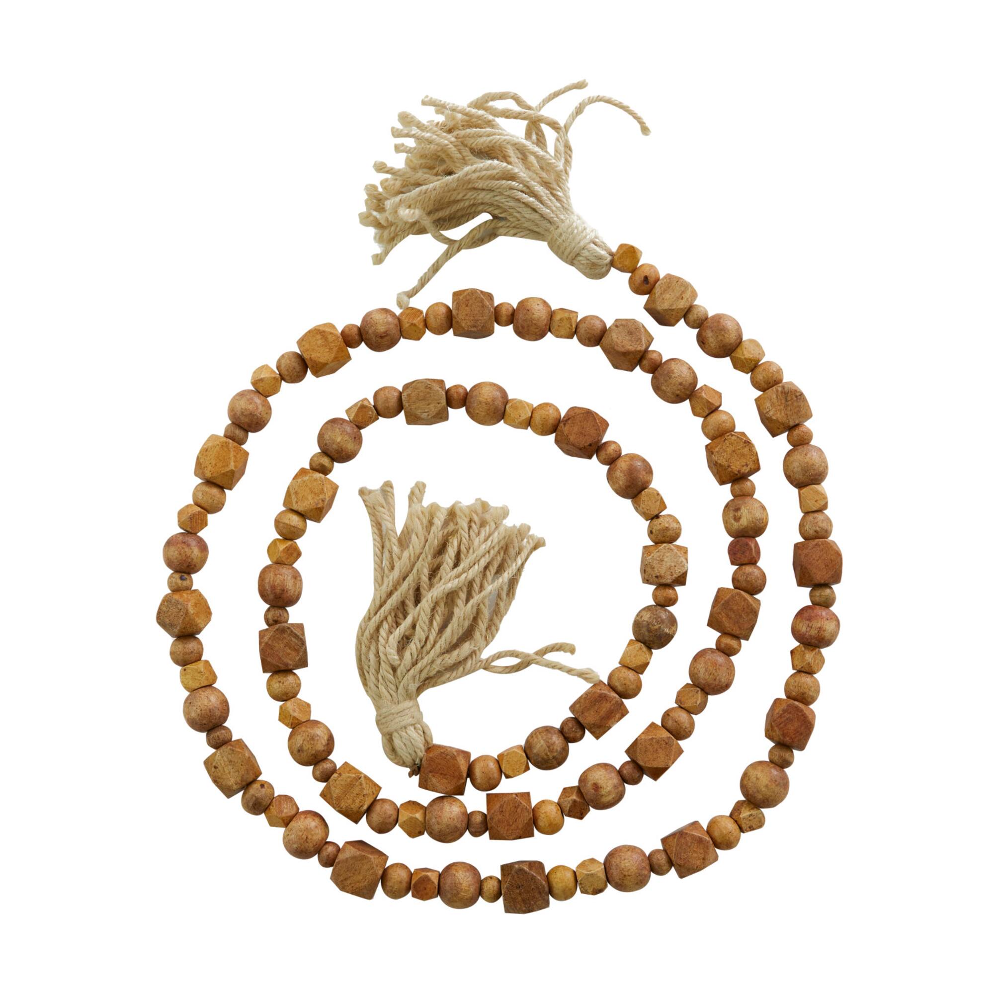 80" Geometric Wood Bead Garland with Tassels